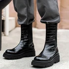 Женские ботинки, модные мотоциклетные ботинки, плюшевая обувь на танкетке, Зимние ботильоны на платформе, гладиаторы из искусственной кожи, готические оксфорды, 2022