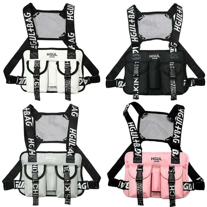 

Chest Streetwear Tactical Pack Unisex Sports Rig Bag Nylon Belt Waist Pack Trend Vest Bullet Bags Multi-Function Chest Pouch