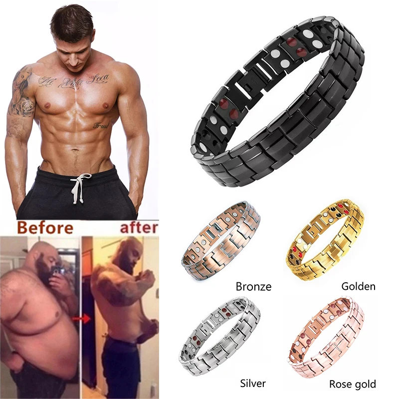 

Men's Sports Energy Magnetic Bracelet Steel Health Care Magnetic Therapy Anti-radiation Watchband Buckle Bracelet