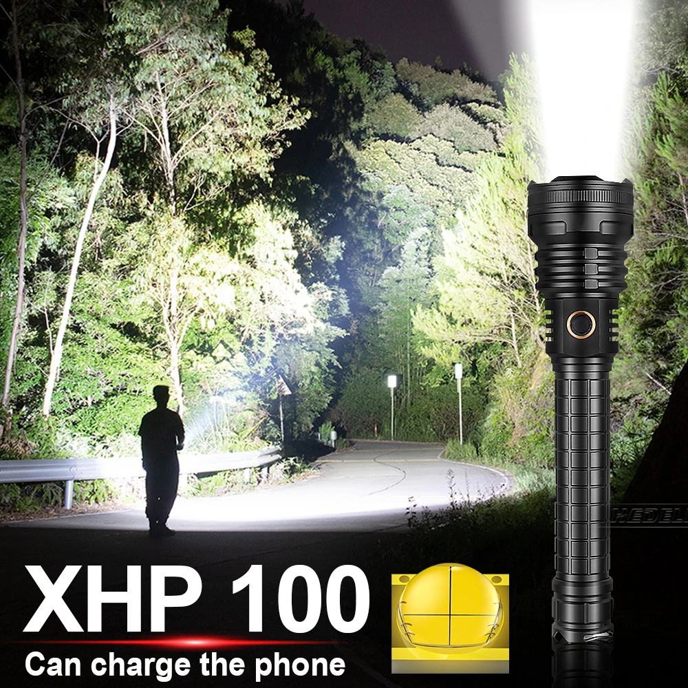 

500000LM XHP100 Powerful led Flashlight 18650 26650 USB rechargeable Hunting Lantern XHP90 flash light torch XHP70 Fishing lamp