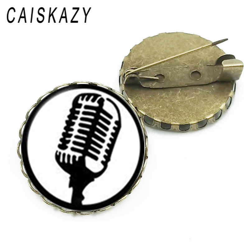 Музыкальная нота и фортепиано стеклянная брошь из кабошона Поющая микрофон для