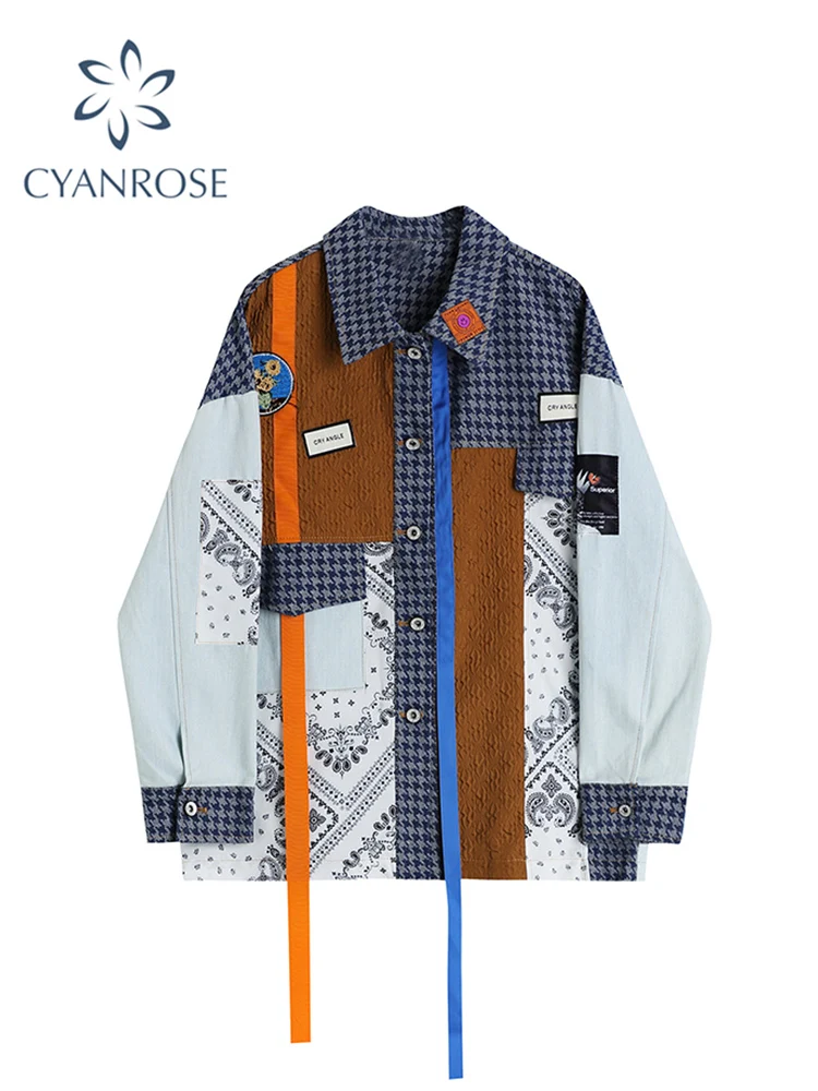 Женская ВИНТАЖНАЯ ДЖИНСОВАЯ КУРТКА в клетку однобортная Повседневная джинсовая