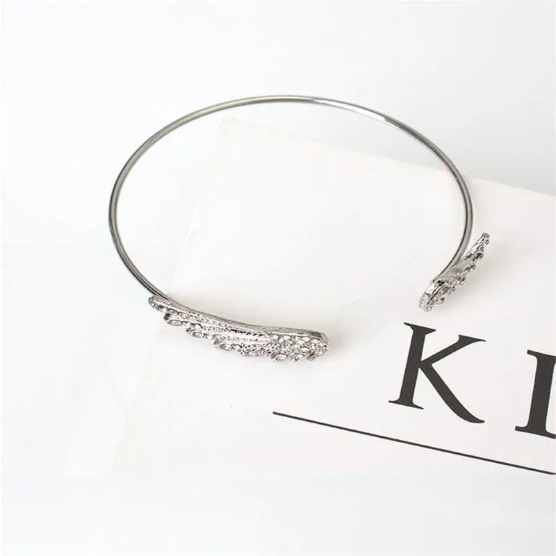 Полностью Кристальные Открытые Браслеты с крыльями ангела для женщин аксессуары