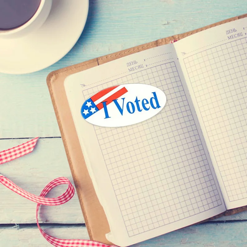 

200pcs/roll American Flag I Voted Stickers 1inch Voted Labels Oval Shape Student Councils, School Elections stationery sticker