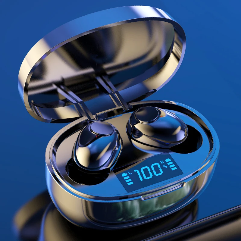 

Wireless Earphones TWS Bluetooth 5.0 Mini Earbuds Stereo Bass LED Power Display Noise Cancelling Sports Waterproof Earbud In Ear