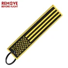 Удалить перед полетом Флаг США вышивка брелок для автомобиля ключ мотоцикла цепь серый желтый подарок OEM брелок модные украшения