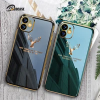 luxury electroplated phone cases for iphone 11 12 pro xs max x 7 8 6 6s plus xr se 2020 plain color deer pattern soft tpu cover
