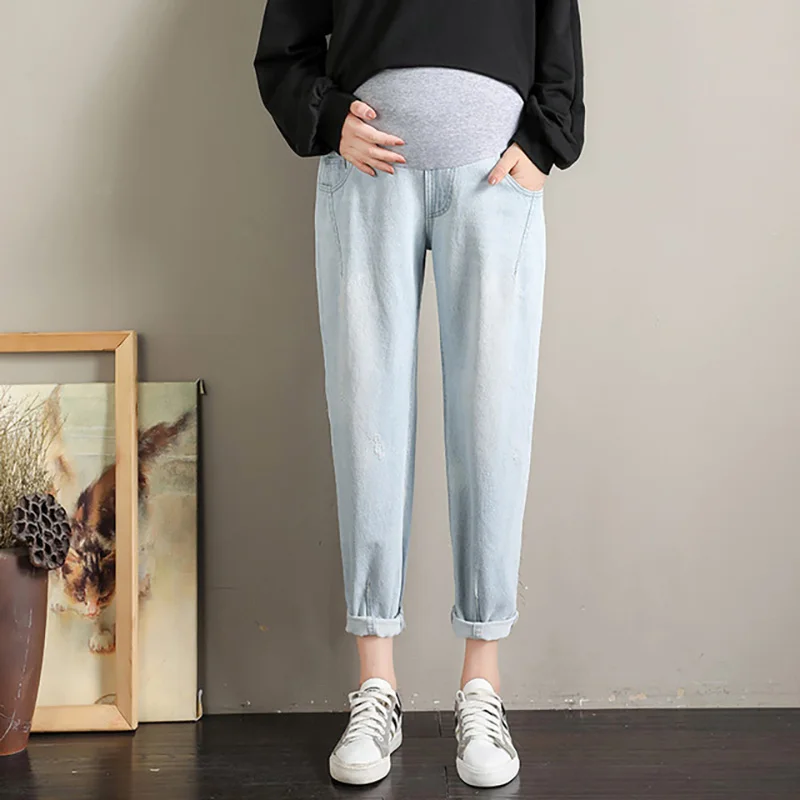 Весенние джинсы для беременных женщин 2019 джинсовые штаны хлопковые однослойные
