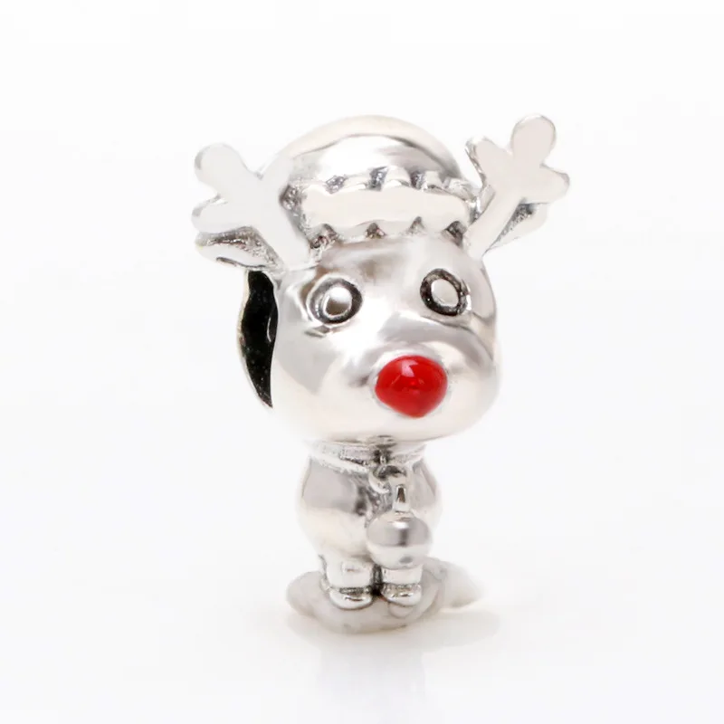

Genuine 925 Sterling Silver Christmas Red Nosed Reindeer Rudolph beads fit Original Charm Bracelet Jewelry