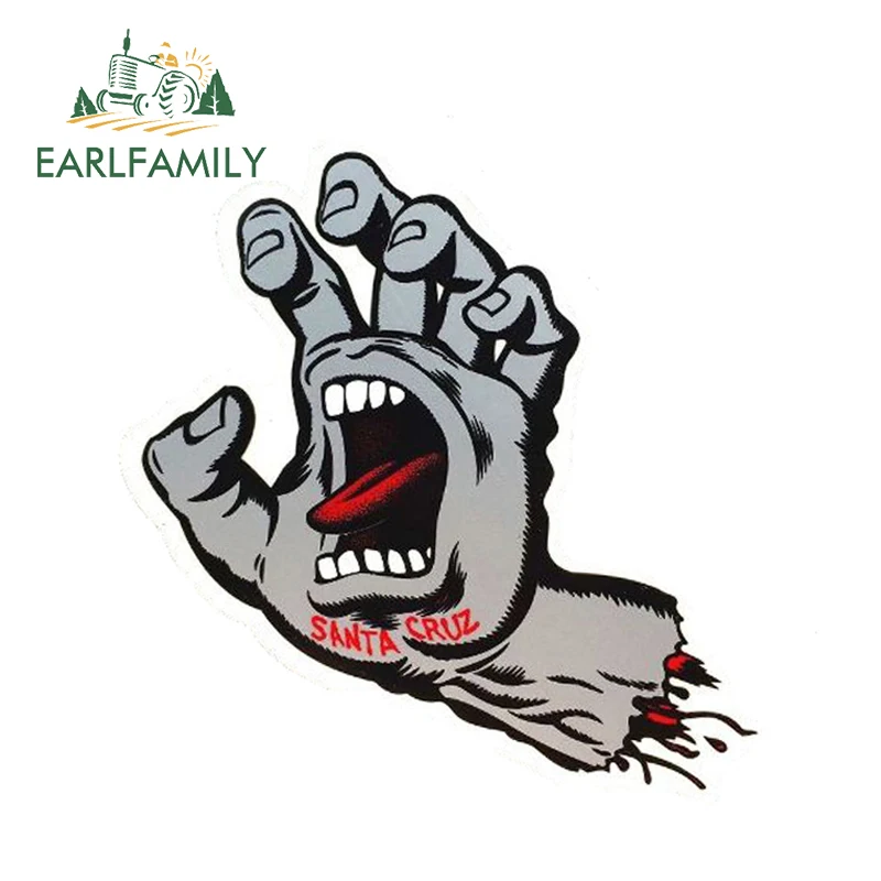 EARLFAMILY, 13 см x 9,1 см, автомобильный Стайлинг, Виниловая наклейка s SANTA CRUZ, кричащая рука, автомобильная наклейка, для серфинга, скейтборда, водонепроницаемые аксессуары
