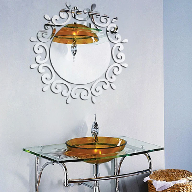 Круглые съемные DIY акриловые зеркальные настенные наклейки для детской комнаты