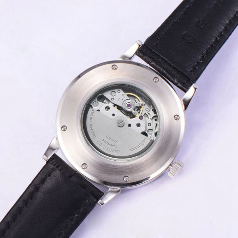 Мужские механические часы Debert 40 мм с белым циферблатом и сапфировым ремешком