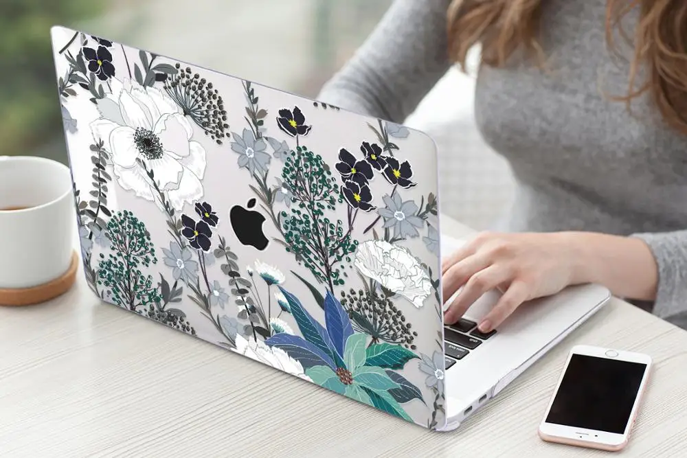 Цветочный чехол для ноутбука MacBook Air 13 A1466 A1932 Pro 13 15 16 дюймов Сенсорная панель A2141 a2159 пластиковый жесткий чехол Keybaord