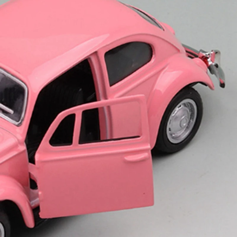 

2x Vintage Beetle Diecast Pull Back Car Model Toy for Children Gift Decor Cute Figurines Pink & Red