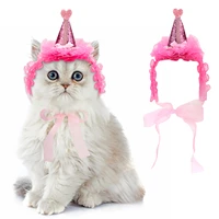 1pc pet hat creative lovely lace heart pet headband pet costume hat for cats puppies party dress up pet supplies 3 styles