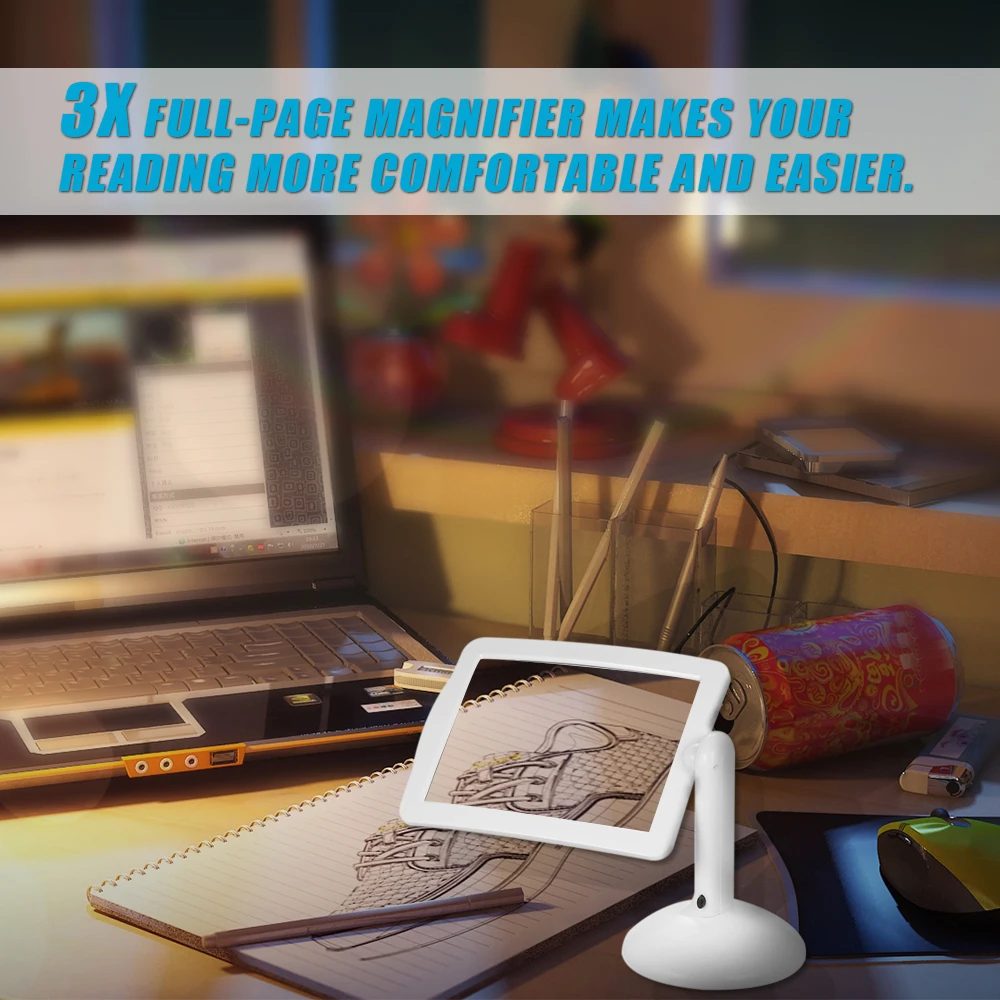 3X Full увеличитель страницы 2 светодиодный светильник обои лупа настольная лампа