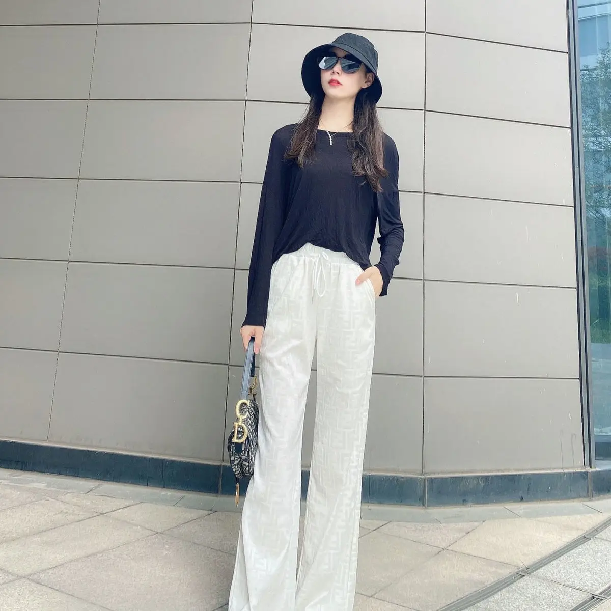 

2021 Spring Summer New Plus Size Women High Waist Wide Leg Pants Letter Print Thin Vintage Female Casual Loose Trousers Joggers