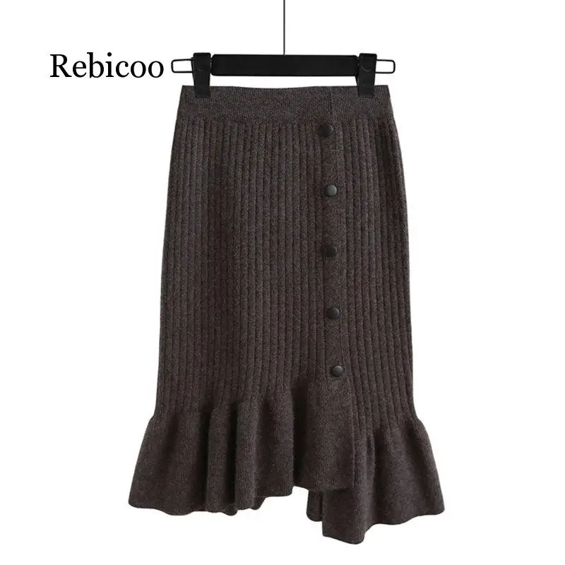 Женская трикотажная юбка-свитер с высокой талией на резинке | одежда