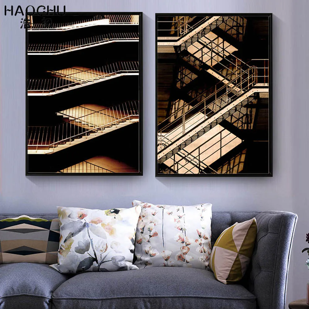

Abstract Spiral Building Stairs Wall Decoration Painting for Living Room Canvas Poster Art Oil Painting Bedroom Unframed