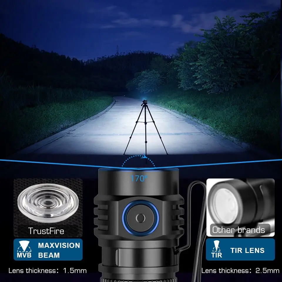 Trustfire MC1 Edc перезаряжаемый фонарик 1000 люмен Cree Xp-L Hi Led Мощный Ipx8 Магнитный заряд 2a