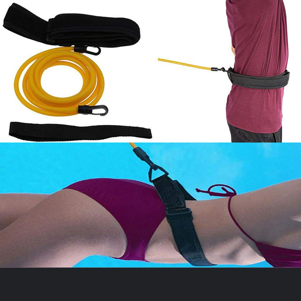 Swimming Resistance Belt Set Swim Training Band Elastic Exerciser with One Waist Strapk Loop Mesh Bag | Спорт и развлечения