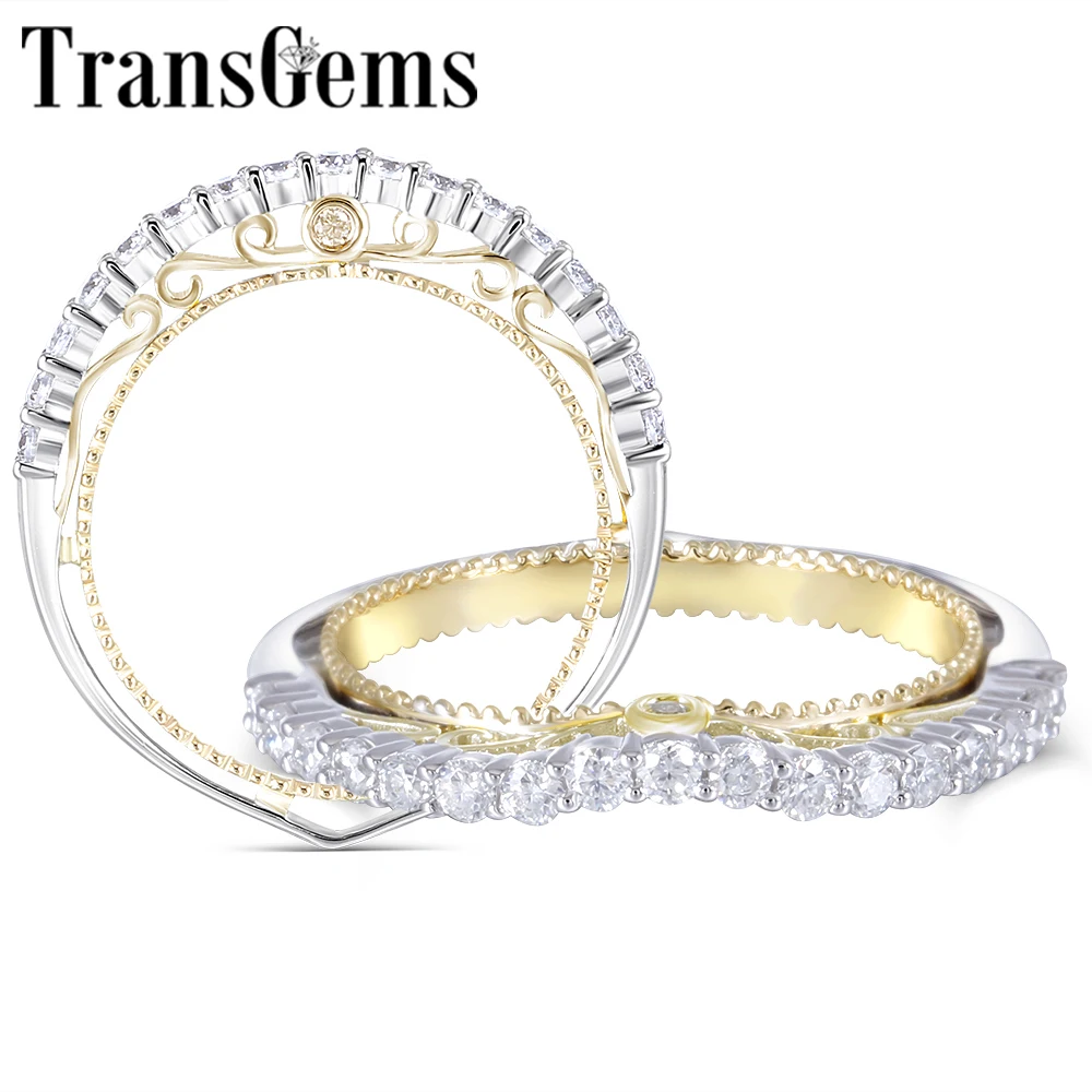 Transmems Твердые 14 к из золота двух цветов обручальное кольцо кольца Половина