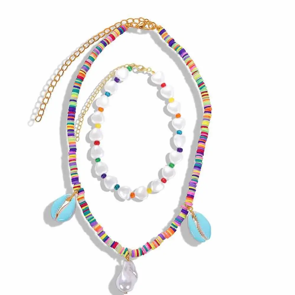 Dvacaman Boho красочные 2 шт./компл. бусы цепочка из нержавеющей стали этнические Многослойные Колье чокер с бусинами для женщин вечерние ювелирные изделия - Окраска металла: set2