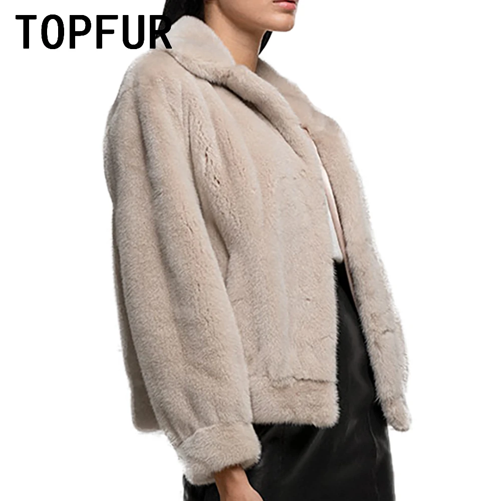TOPFUR Long Sleeve Short Mink Fur Jacket Women Autumn Winter New Simple Casual Outertwear Female Real Fur Jacket 2022 New