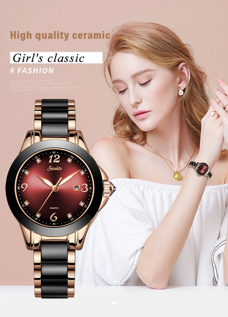 Relogio Feminino SUNKTA женские часы водонепроницаемые Топ брендовые роскошные часы женские с керамическим металлическим ремешком Relojes Para Mujer