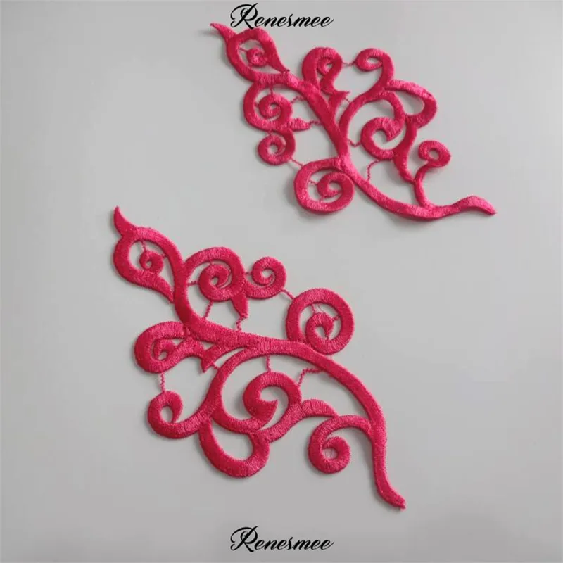 1 зеркальная пара/2 шт. Серебряная кружевная нашивка полиэфирная вышитая цветная