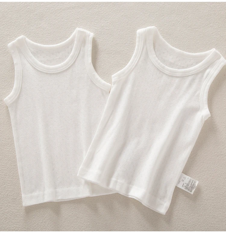 

Solid Color Cotton Vest Boy Baby Sleeveless Undershirt Summer Breathable Pajamas Bottoming Shirt Summer Mesh Vest Boy Clothes