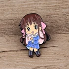 Брошь-значок BG1404 в виде корзины фруктов, аниме, жесткая эмалированная брошь, булавки из металлического сплава, модные украшения значок булавки на лацканы, аксессуары, подарок для друзей