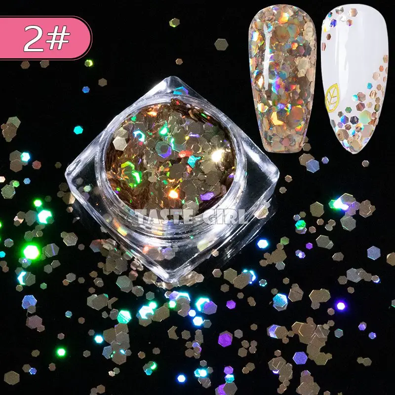 XH02 1 баночка Super Starr смешанные размеры шестигранный лак для ногтей голографическая блестки Arylic Блестки для ногтей наклейки Советы из серии «сделай сам» XH - Цвет: XH02