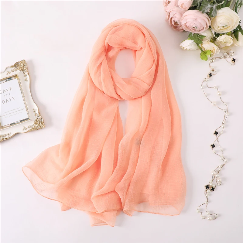 2021 летний женский шарф модные однотонные шелковые шарфы большого размера для