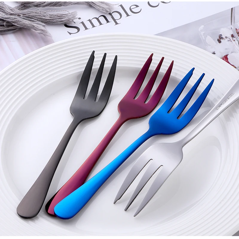 

8Pcs Cake Forks Stainless Steel Dessert Fork Colorful Tea Forks Rainbow Small Fork for Fruit Snack Dinnerware Party Utensils