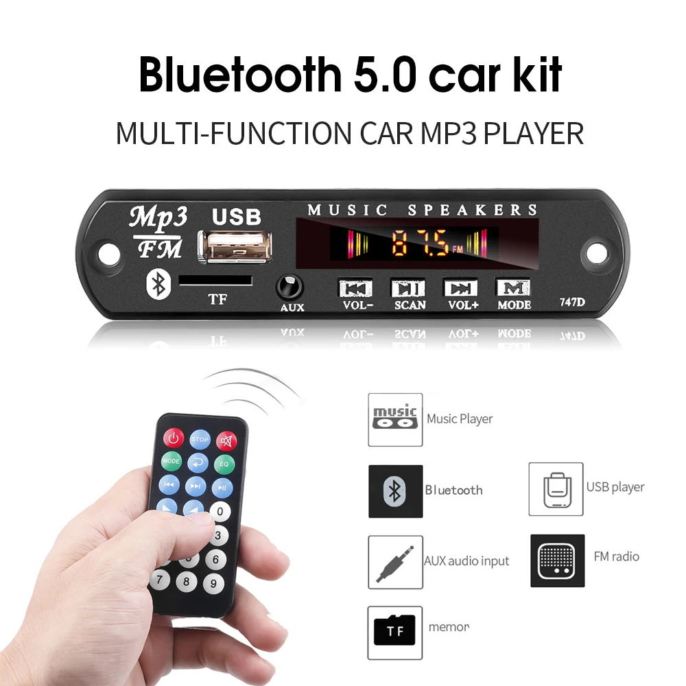 Беспроводной Bluetooth 5 0 MP3 WMA декодер плата в 12 В автомобильное аудио USB TF FM радио