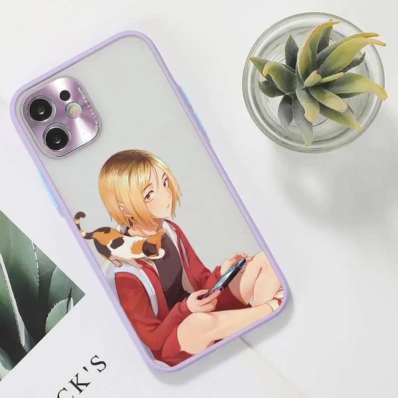 

Kenma Kozume of Haikyuu Phone Case For iPhone 12 11 Mini Pro XR XS Max 7 8 Plus X Matte transparent Purple Back Cover