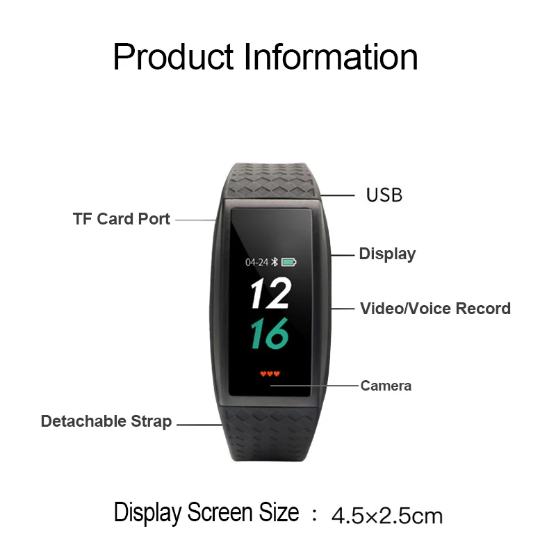 1080P HD видеокамера рекордер камера Умный Браслет звукозапись голоса Сенсорный