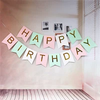 banner baby shower birthday party decorations photo booth happy birthday bunting garland flags gilding the birthday flag