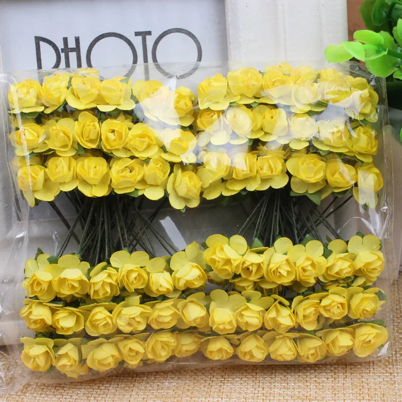 1 см миниатюрная бумажная Роза искусственный цветочный букет свадебное