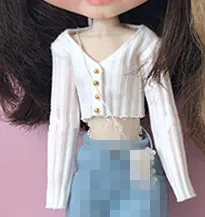 white Top Новые кукла 1/6 брюки blyth клетчатая рубашка ob24 сумка кукольный наряд(Fit blyth, ob24, pullip, azone, licca, ICY, кукла 1/6 - Цвет: white Top