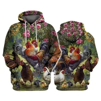 farm chickens rose 3d printed hoodies pullover men for women funny sweatshirts sweater streetwear drop shipping