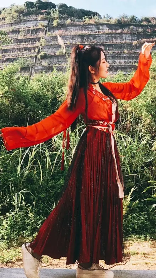 Женское платье Hanfu с баской костюм ханьфу Сказочная юбка свежая и элегантная