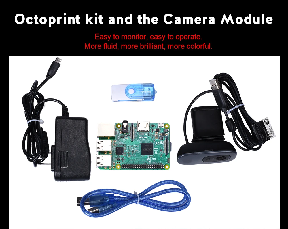 Осьминог Raspberry Pi 3 Model B V1.2 макетная плата комплект с wifi+ блок питания для камеры для Ender 3 3d принтер мониторинга