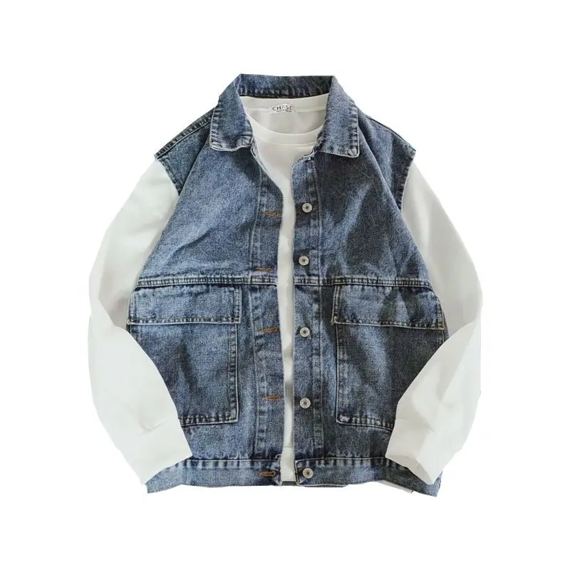 

Denim men's women's loose trend, sleeveless vest, coat, couple's versatile, large spring and autumn jacket
