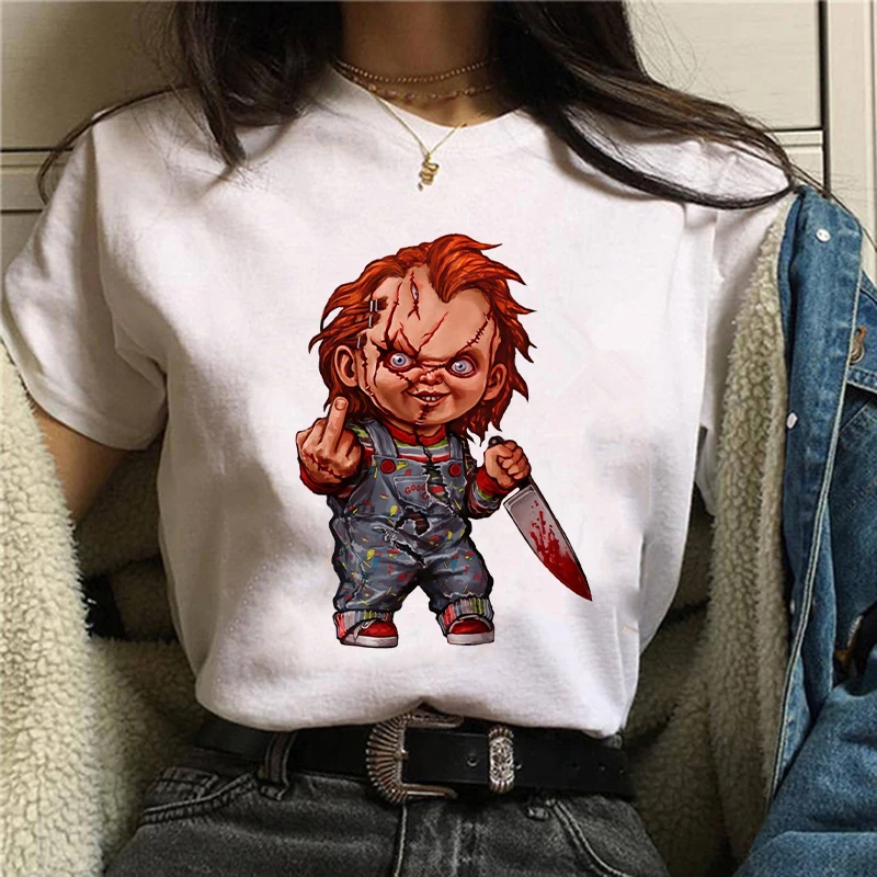 

Horror Chucky Harajuku Graphic Tshirt Women Anime Ullznag Funny Cartoon T-shirt Casual Streetwear T Shirt Graphic Top Tee Female