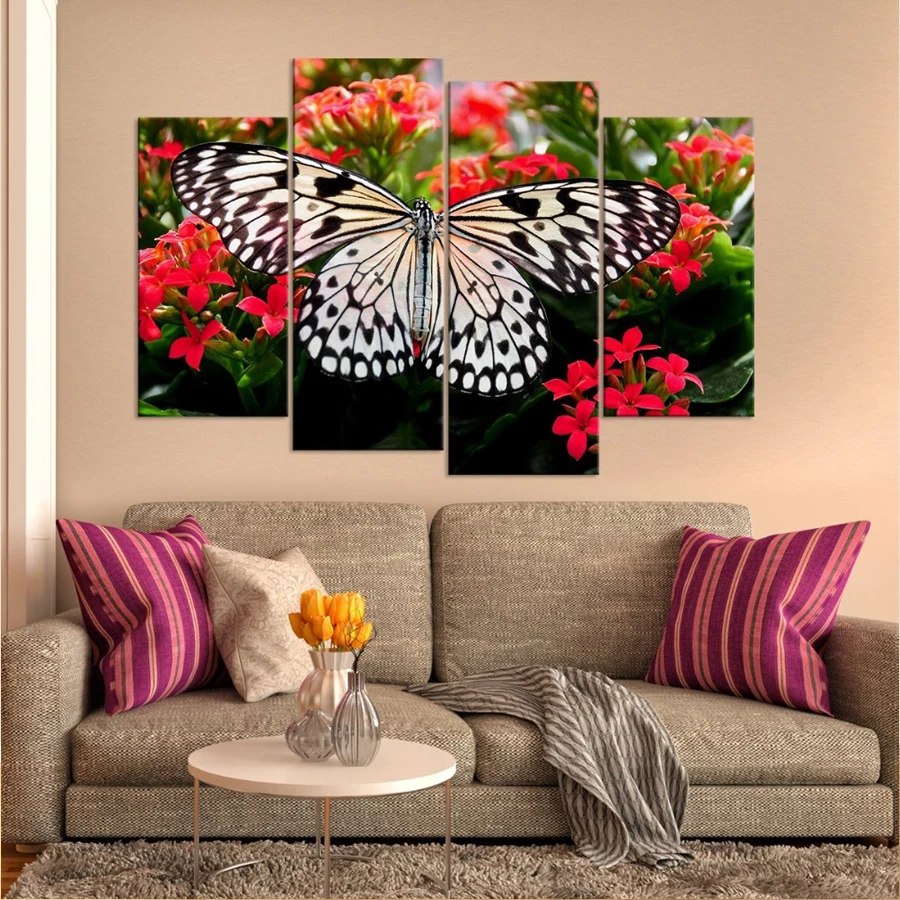

4 panel set butterfly flower full square round drill diy diamond painting 5d diamond mosaic embroidery kids room decor