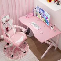 gaming table computer desk chair combination set pink office desktops pc table cartoon girls gamer chair desk bedroom live