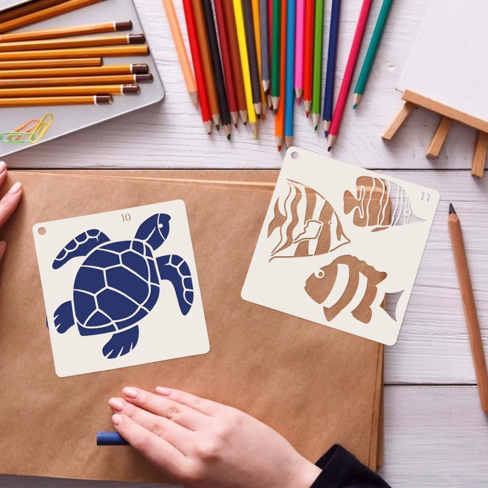 

16Pcs Sea Ocean Theme Stencil Template for Door Wall Painting Home Decoration