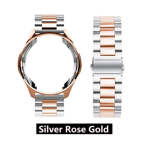 Silver Rose Gold Ремешок+ чехол 20/22 мм ремешок для наручных часов для samsung gear S3 ремешок Galaxy watch 46mm 42 Нержавеющая сталь ТПУ покрытием защитный чехол - Цвет ремешка: Silver Rose Gold